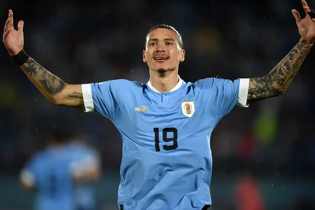 Darwin Núñez concretó un doblete para Uruguay.