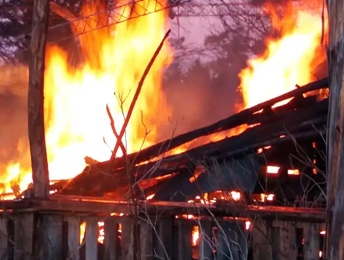 Bomberos combatieron el intenso fuego en un establo