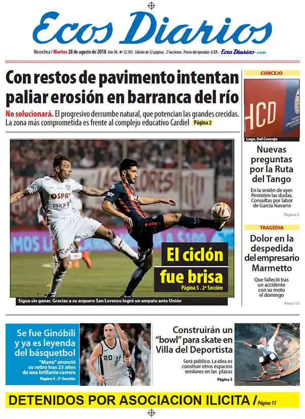 Tapa del 28 de agosto de 2018
