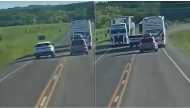 Imprudente al volante casi provoca un choque en cadena en la ruta, pero se salvó de milagro