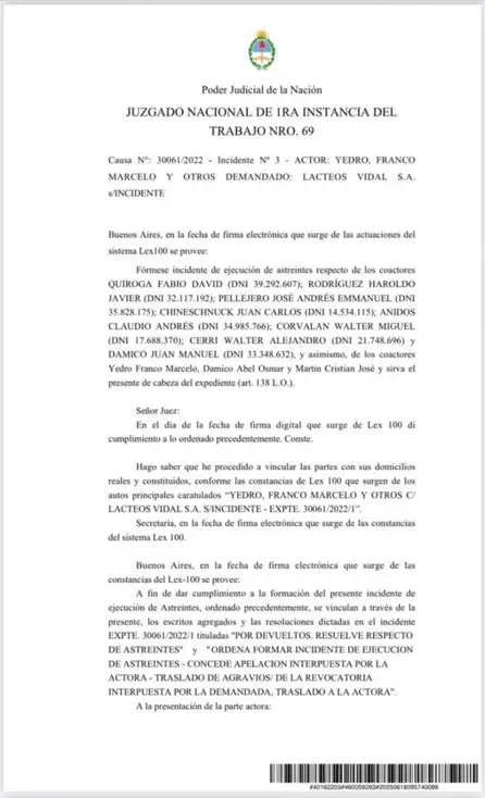 fallo judicial Lácteos Vidal - 1
