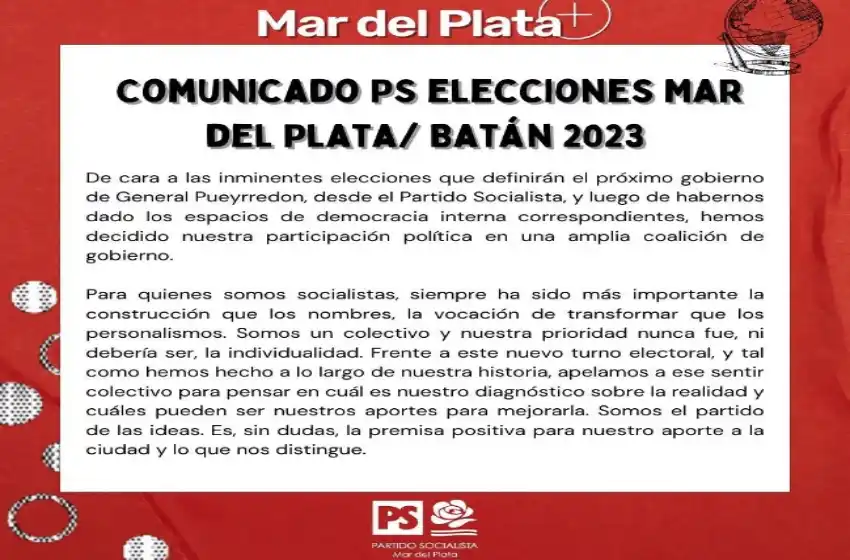 El Partido Socialista se suma a Juntos en Mar del Plata