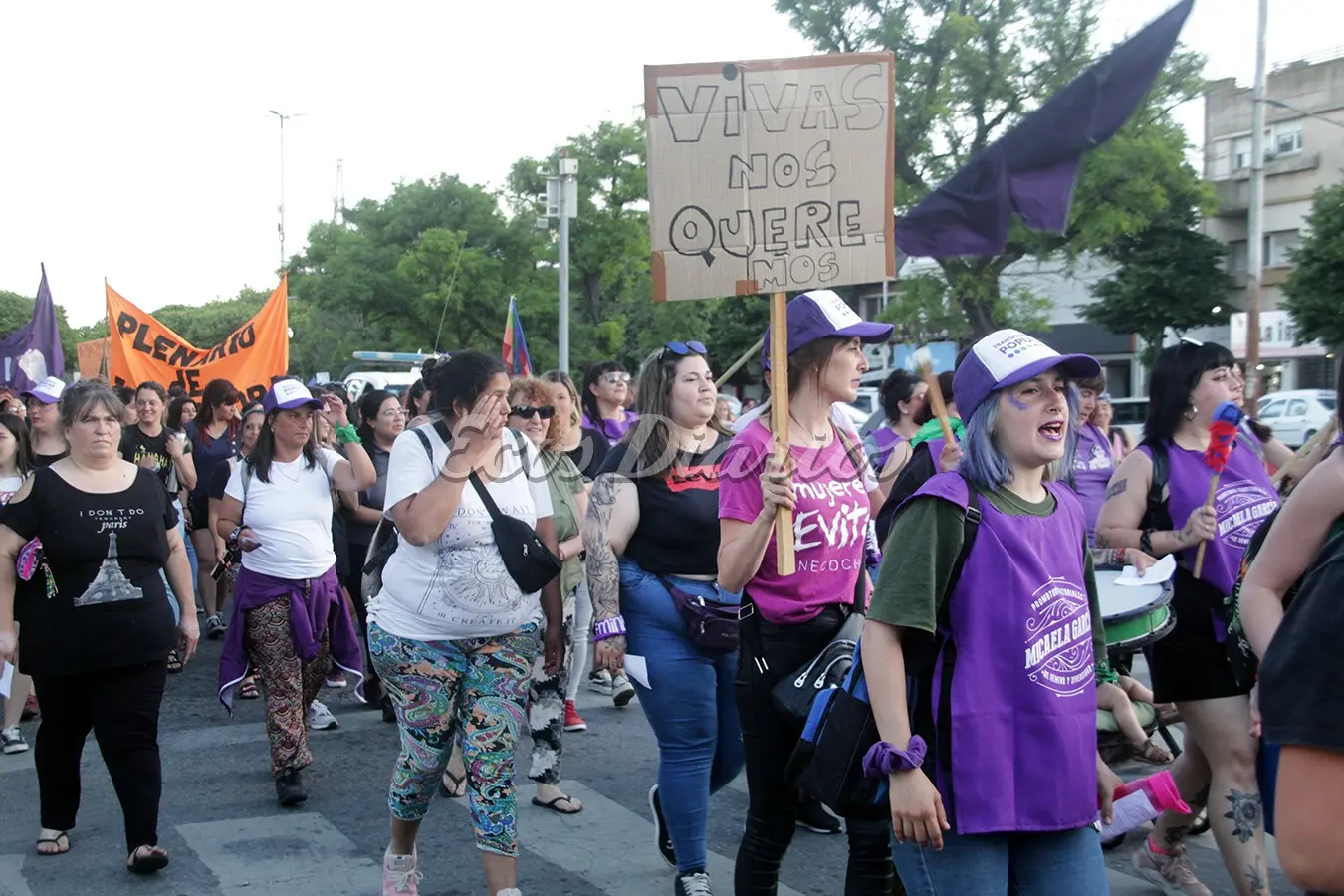 Con carteles y cánticos. Las mujeres llamaron la atención de quienes circulaban por el centro