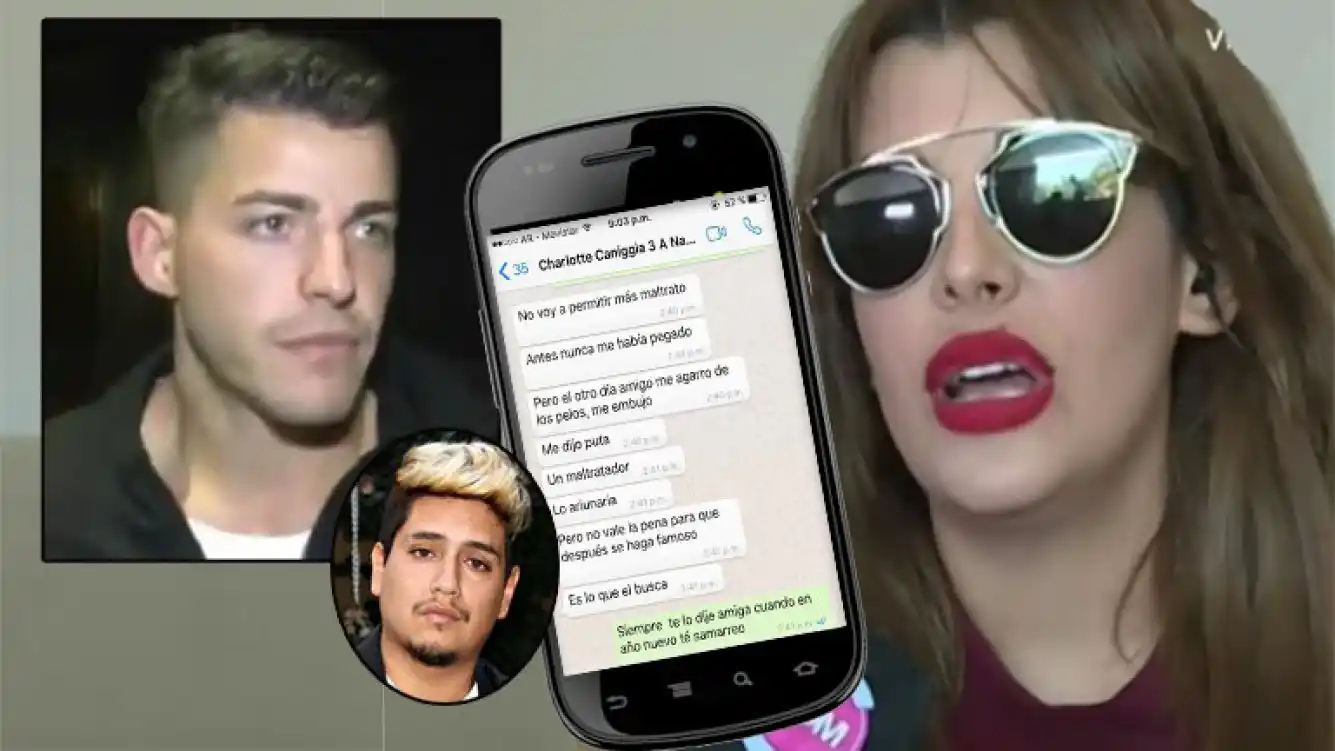 Aparecen chats de Charlotte Caniggia acusando a su novio de golpearla