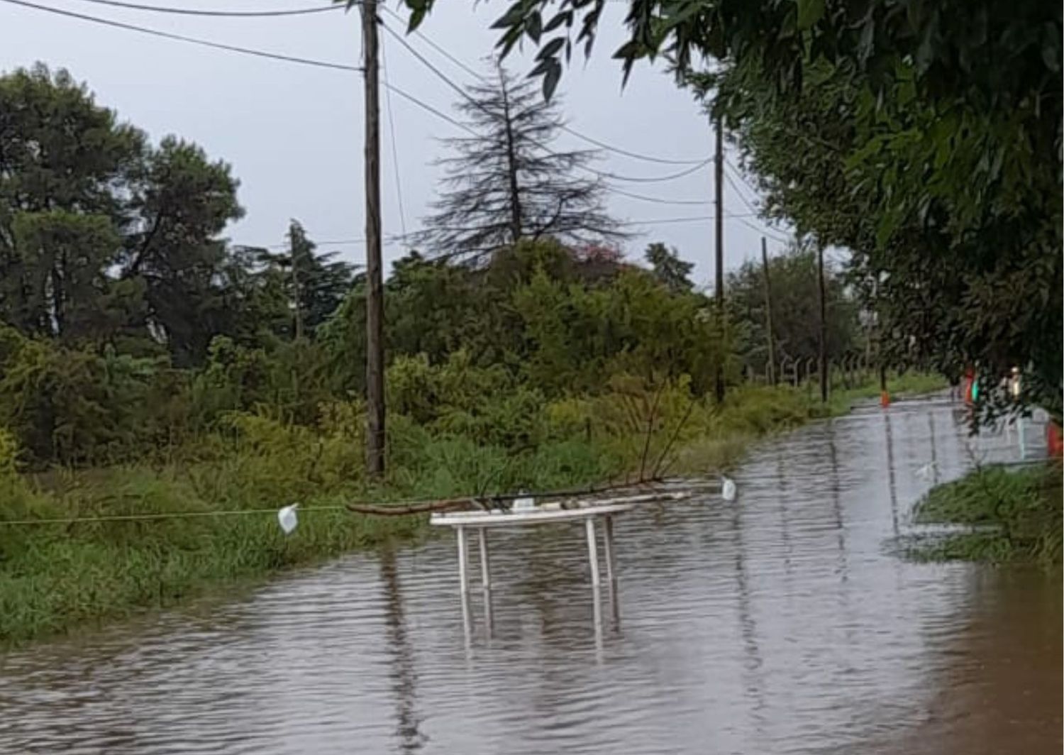 Así está el agua en calle Rómulo Naón