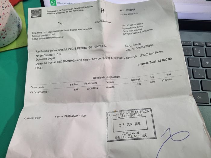 Recibo de pago Coopser