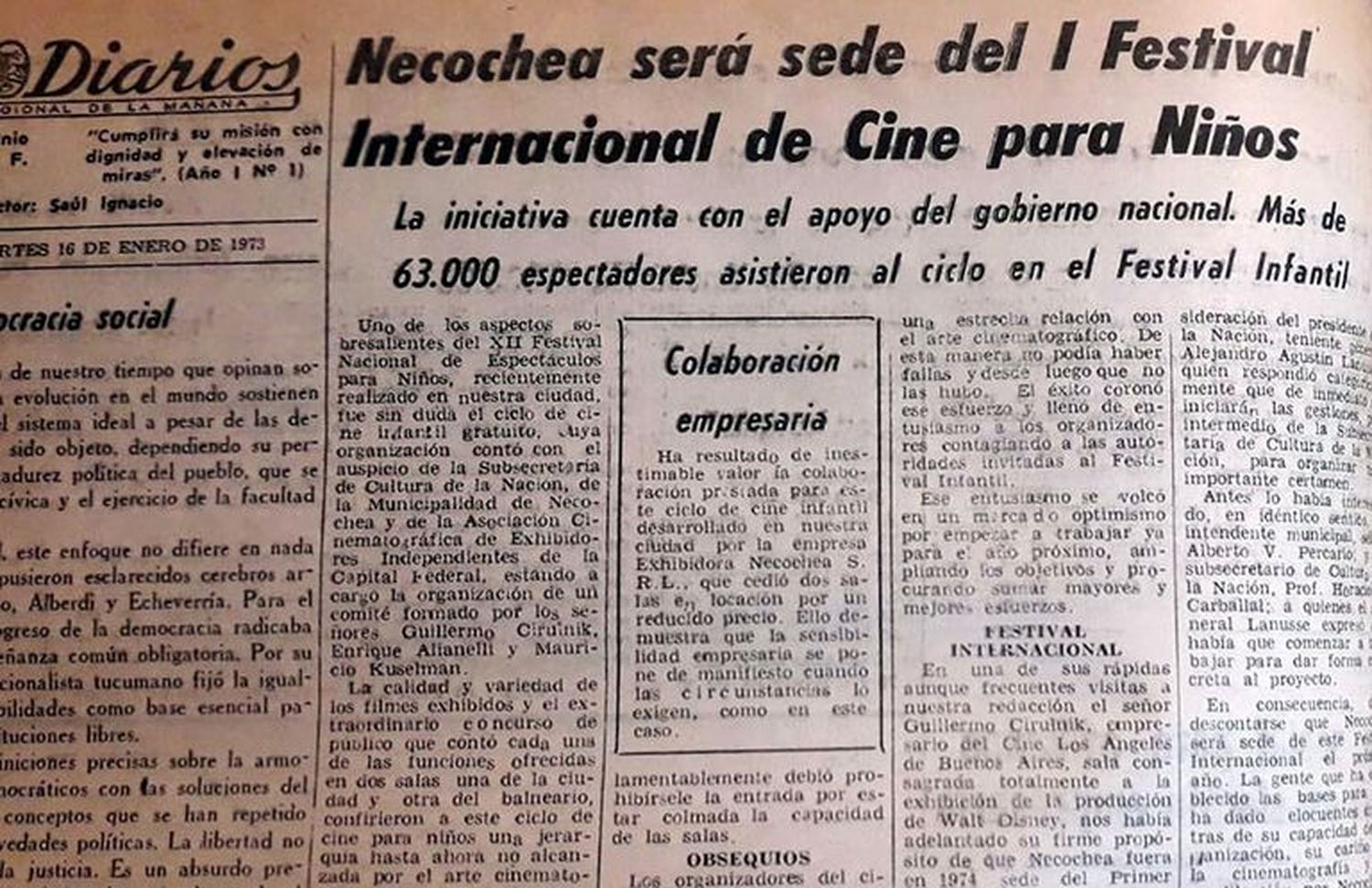 Un suceso. Resultó el festival cinematográfico de temática infantil