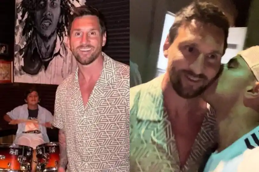 Furor por Messi en Miami: un hincha le dio un beso a la salida de un restaurante