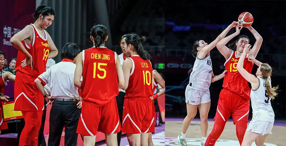 Zhang Ziyu, jugadora de básquetbol china de solo 17 años y 2,20 metros. (LASSERFOTO AFP)