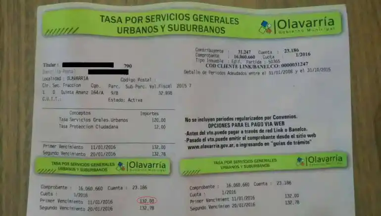 Insólito: Llegaron impuestos municipales con rebaja en Olavarría