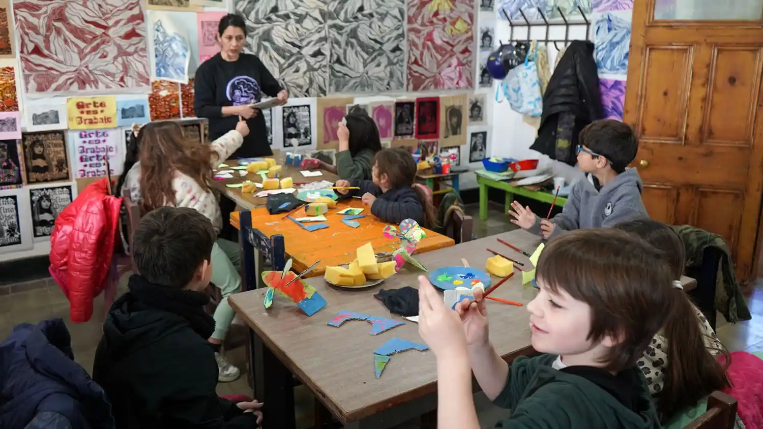 Actividad plástica. Los chicos también fueron protagonistas del encuentro