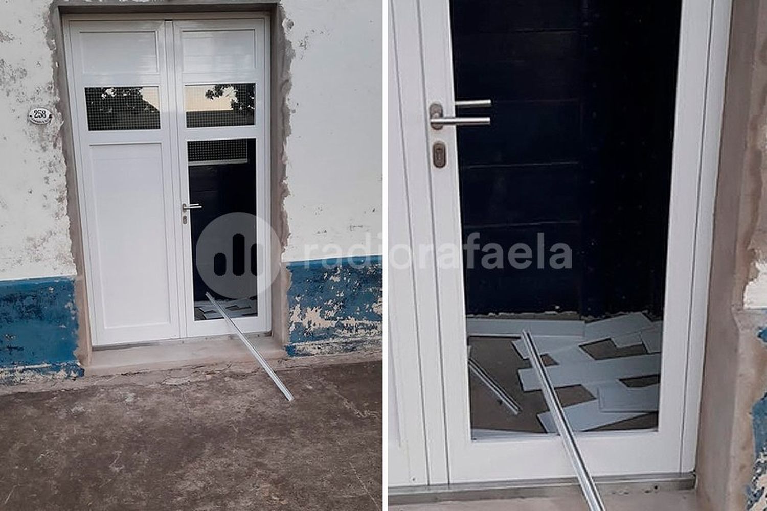 Un grupo de adolescentes destrozaron una puerta de un club de Santa Clara de Saguier