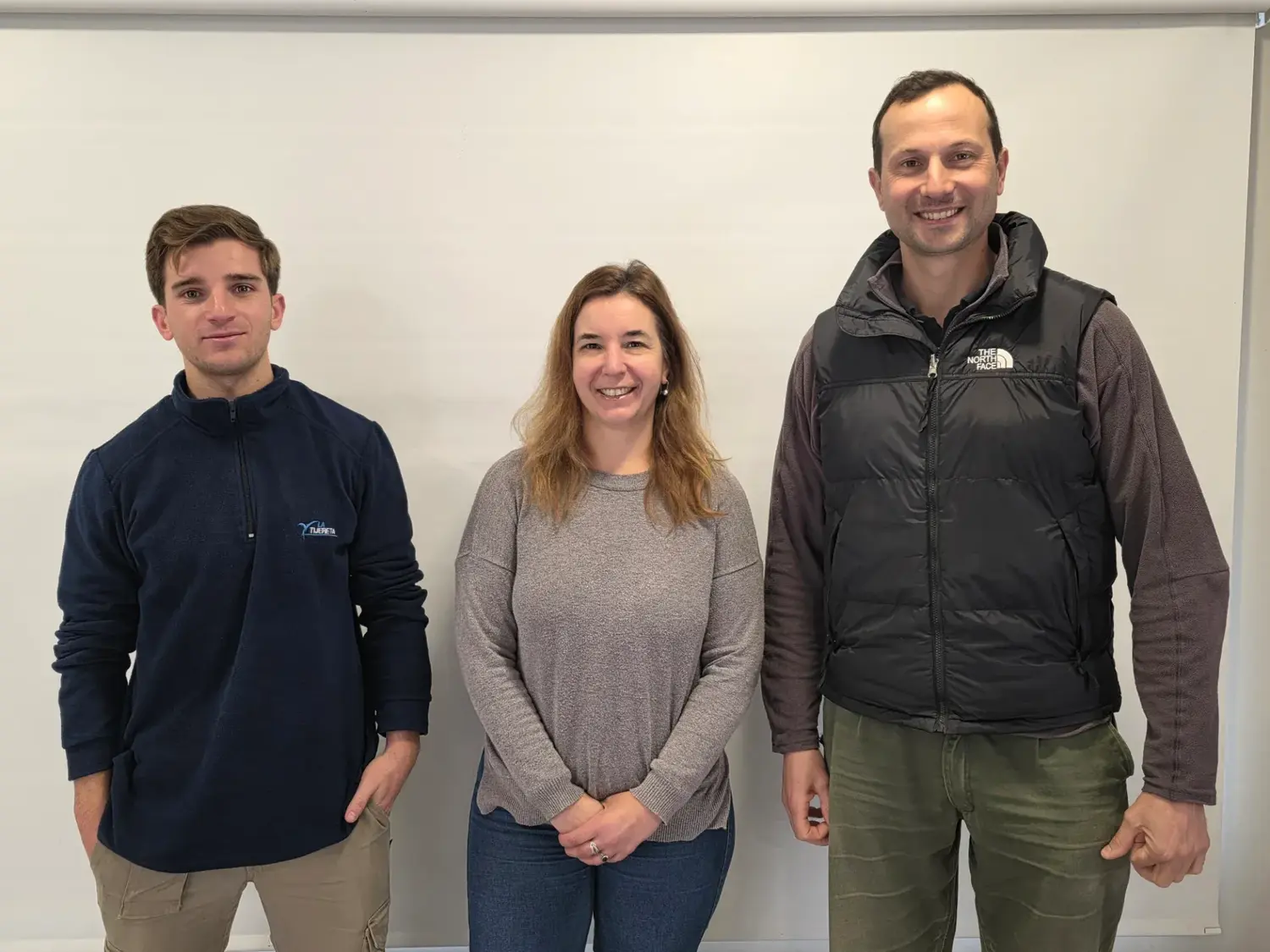 Sebastián Donadío, Verónica Tumini y Juan Pablo Ibsen, ingenieros agrónomos de El Agropecuario