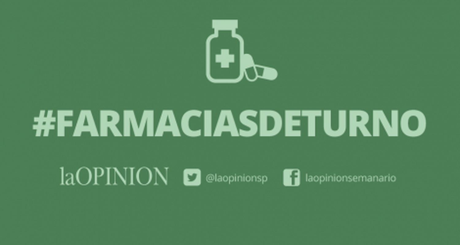 Farmacias de turno: sábado 3 de febrero