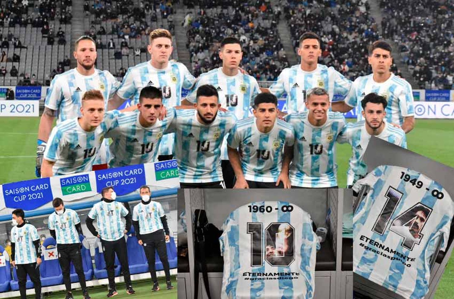 Emotivos homenajes a Maradona, Sabella y Luque en la victoria de la Selección olímpica ante Japón