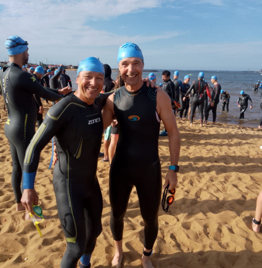 Fariña y Rivas en los minutos previos al inicio de la competencia.