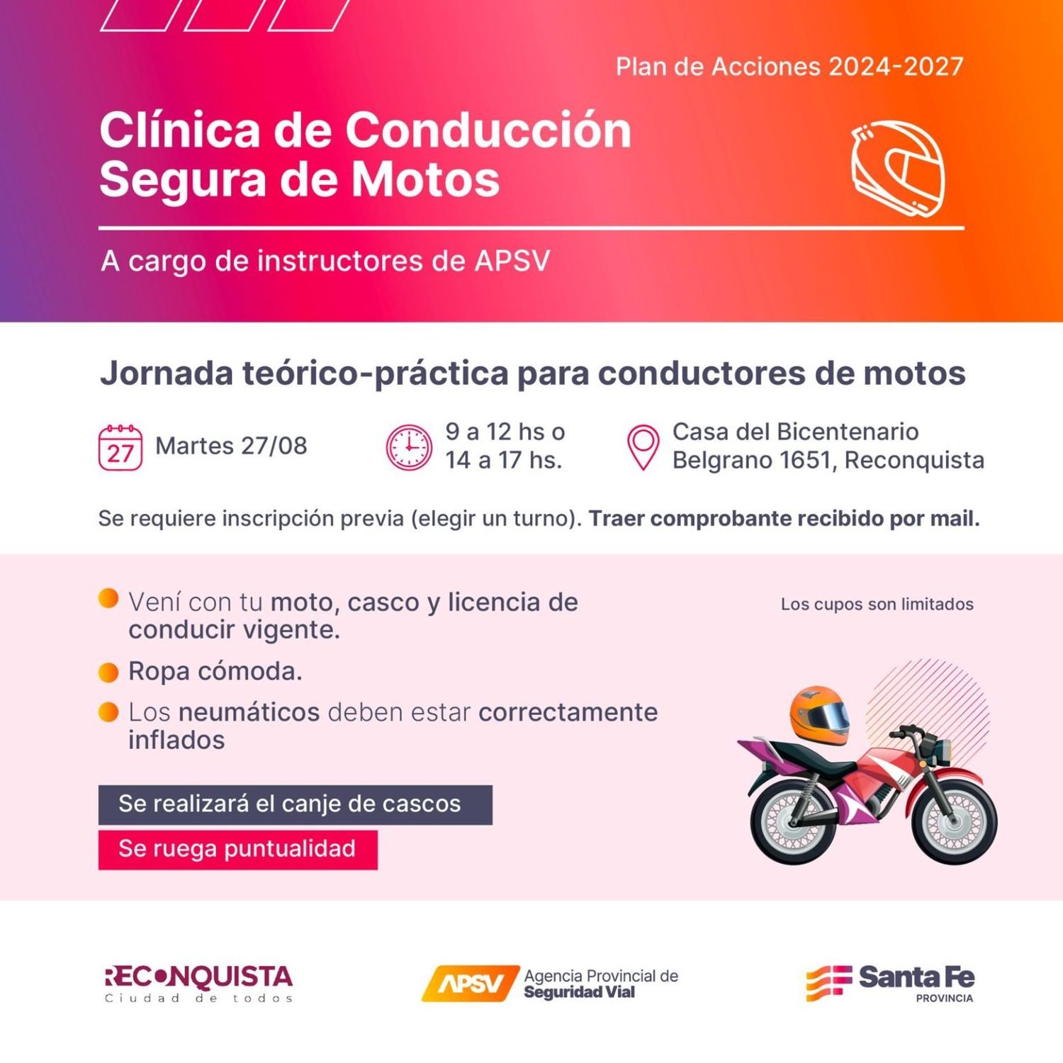 El gobierno local ofrece capacitación para motociclistas en conducción segura