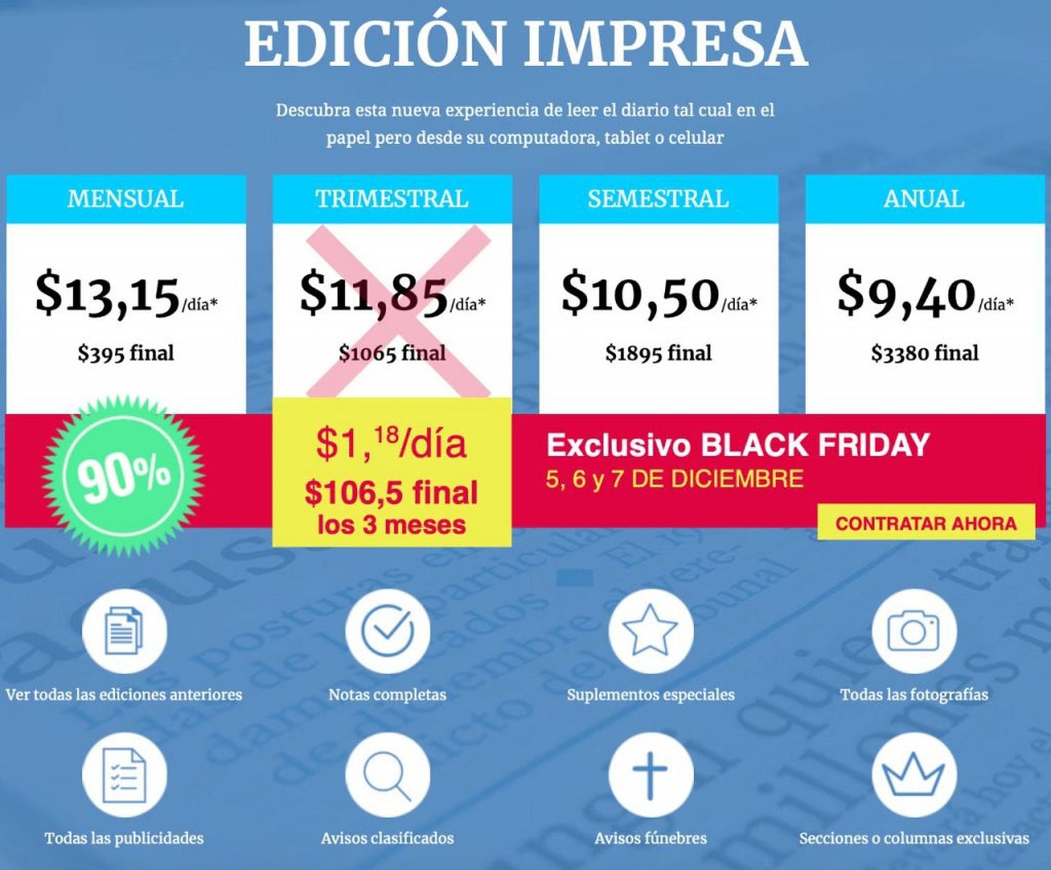 El Black Friday llegó a El Eco: obtené un 90% de descuento en la suscripción trimestral de la edición impresa