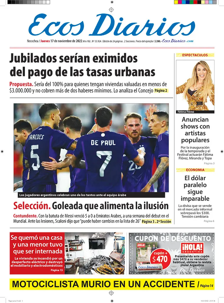 Tapa del 17 de noviembre de 2022