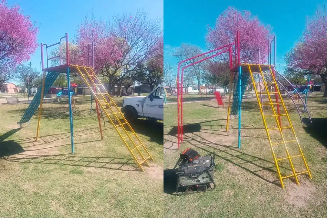 Arreglos y reacondicionamientos de juegos infantiles en plazas de la ciudad