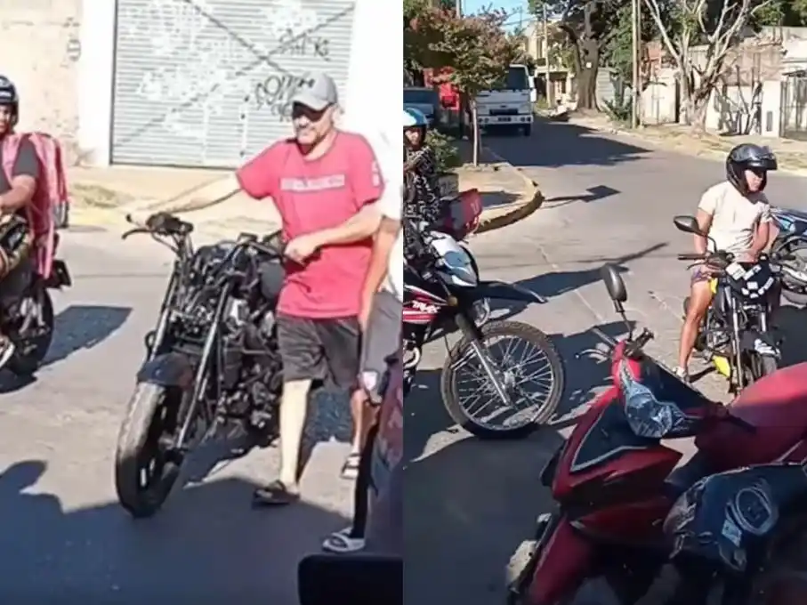 Los repartidores fueron en grupo a recuperar otra moto en Lomas del Mirador. (Foto y video: Instagram pasto723)