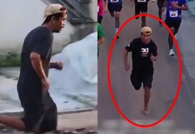 Brasil: borracho se coló en una carrera, corrió 8 km en ojotas y recibió una medalla
