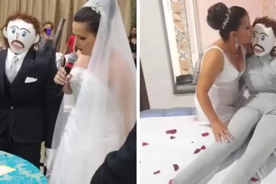 Cansada de que los hombres la engañen, se casó con un muñeco de trapo: ahora espera su segundo hijo