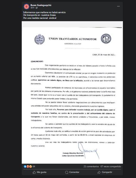 paro de colectivos