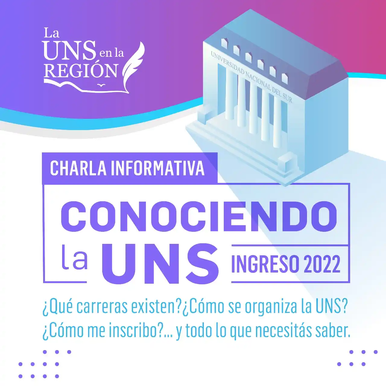Desde la UNS invitan a estudiantes secundarios a participar de una charla informativa virtual