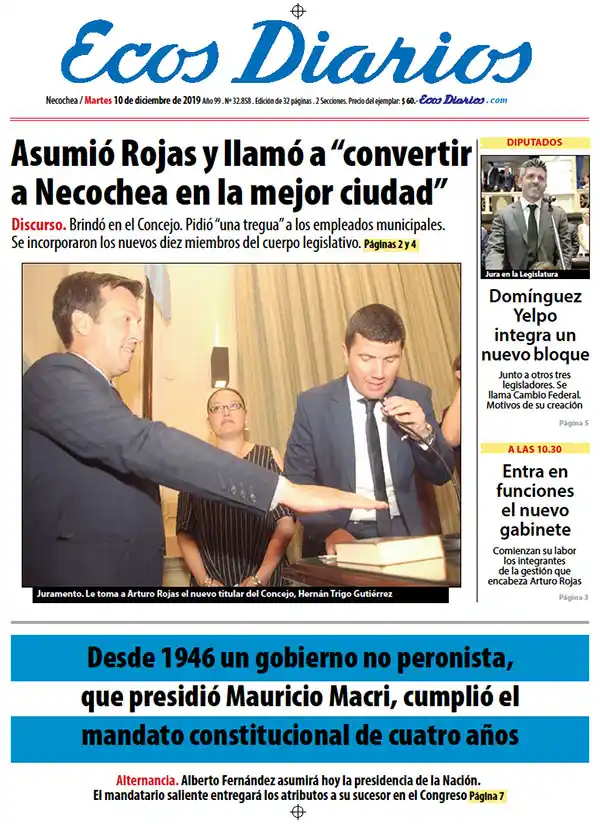 Tapa del 10 de diciembre de 2019