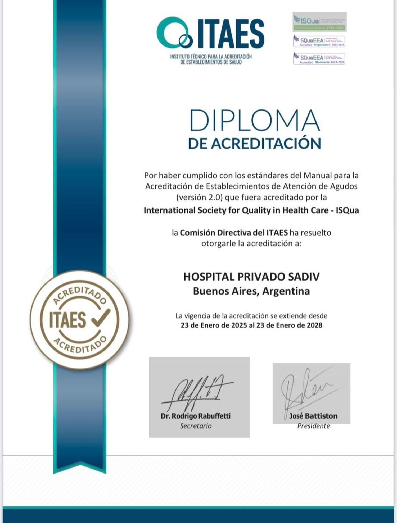 certificaión itaes sadiv