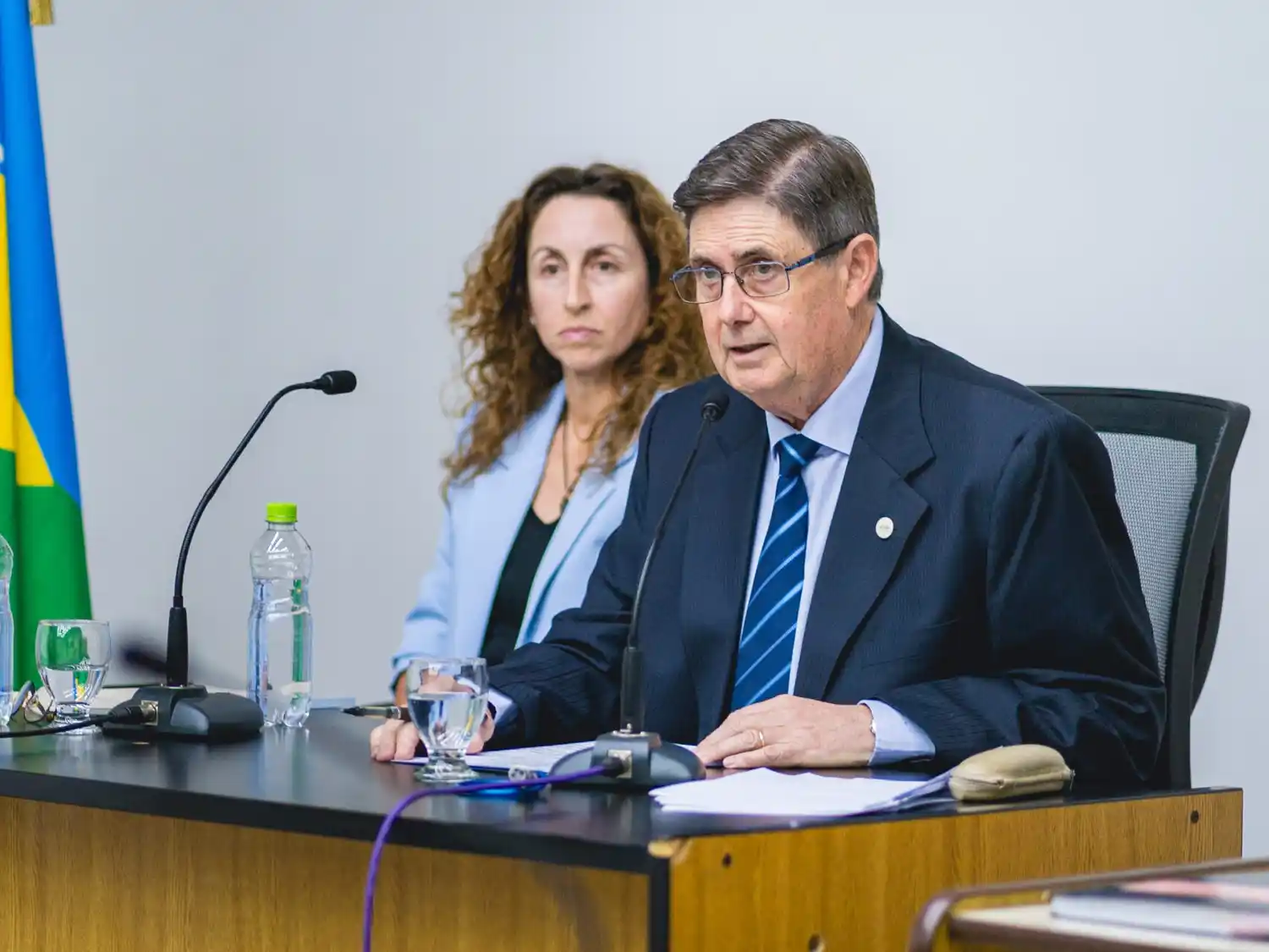 El intendente de San Cayetano, Miguel Gargaglione, durante su discurso