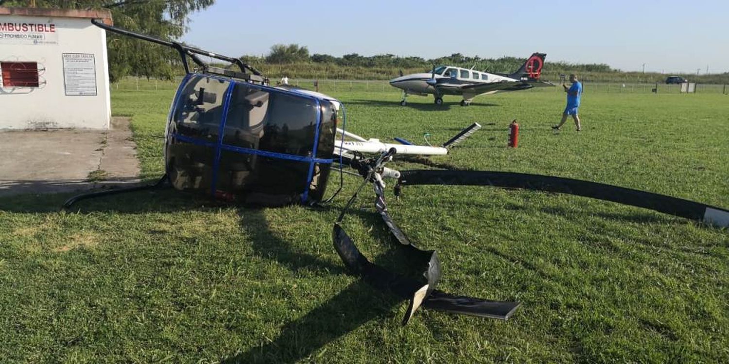 Un helicóptero se desplomó en el Aeroclub Casilda