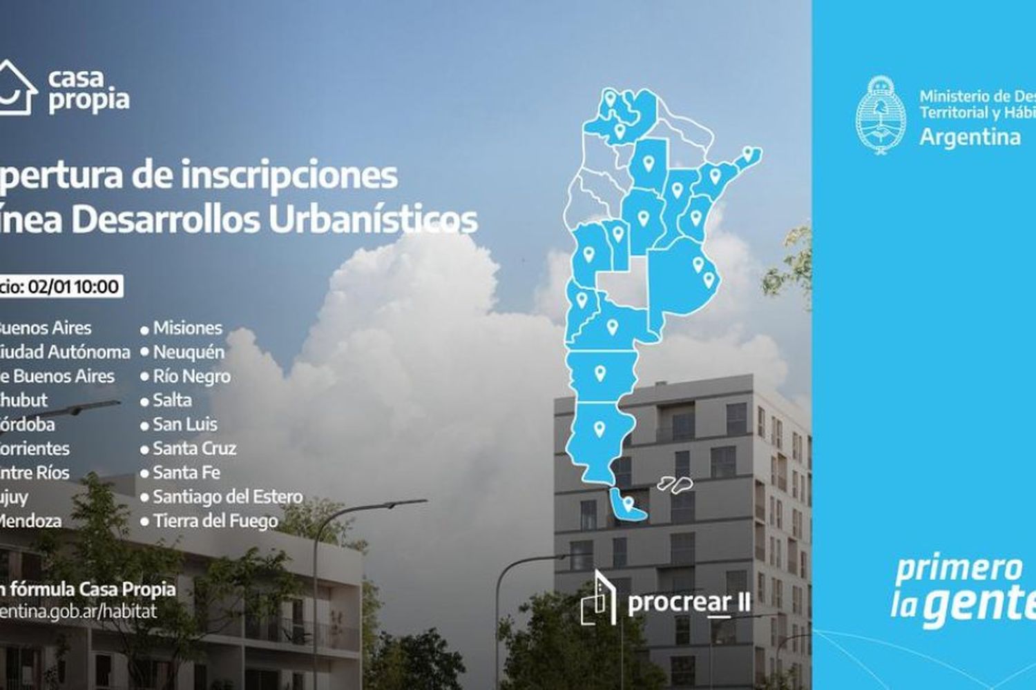 Reabren la inscripción para el Procrear II: Sunchales entre los desarrollos urbanísticos designados