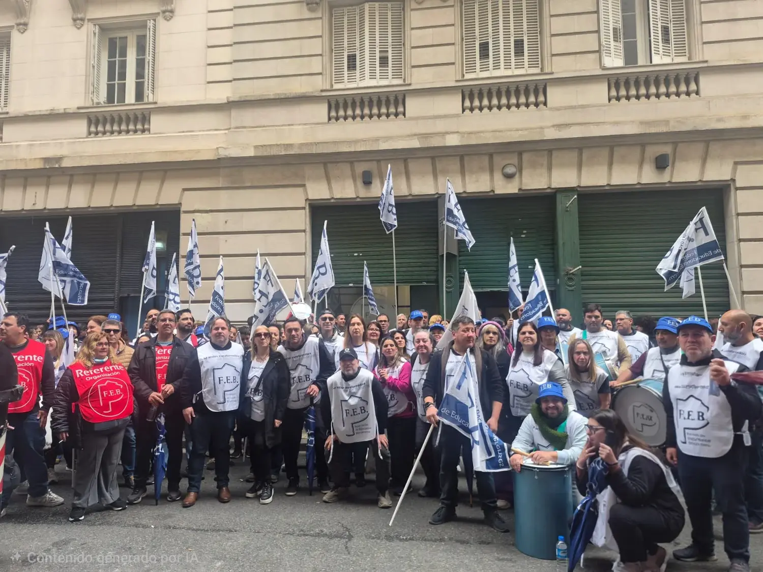 Docentes de FEB San Pedro en la marcha.