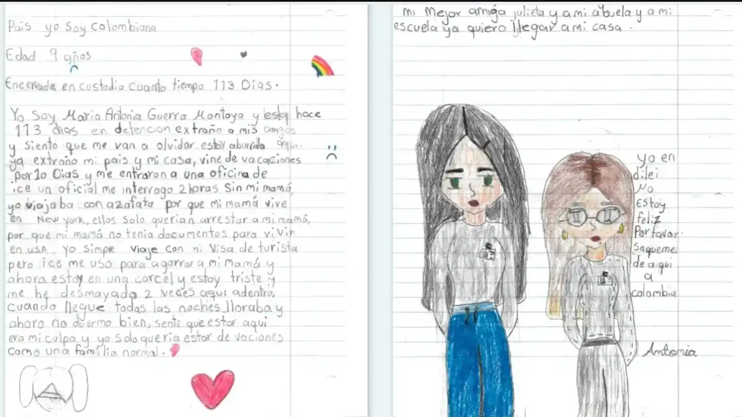 Desgarradora carta de una niña colombiana detenida en un centro de ICE