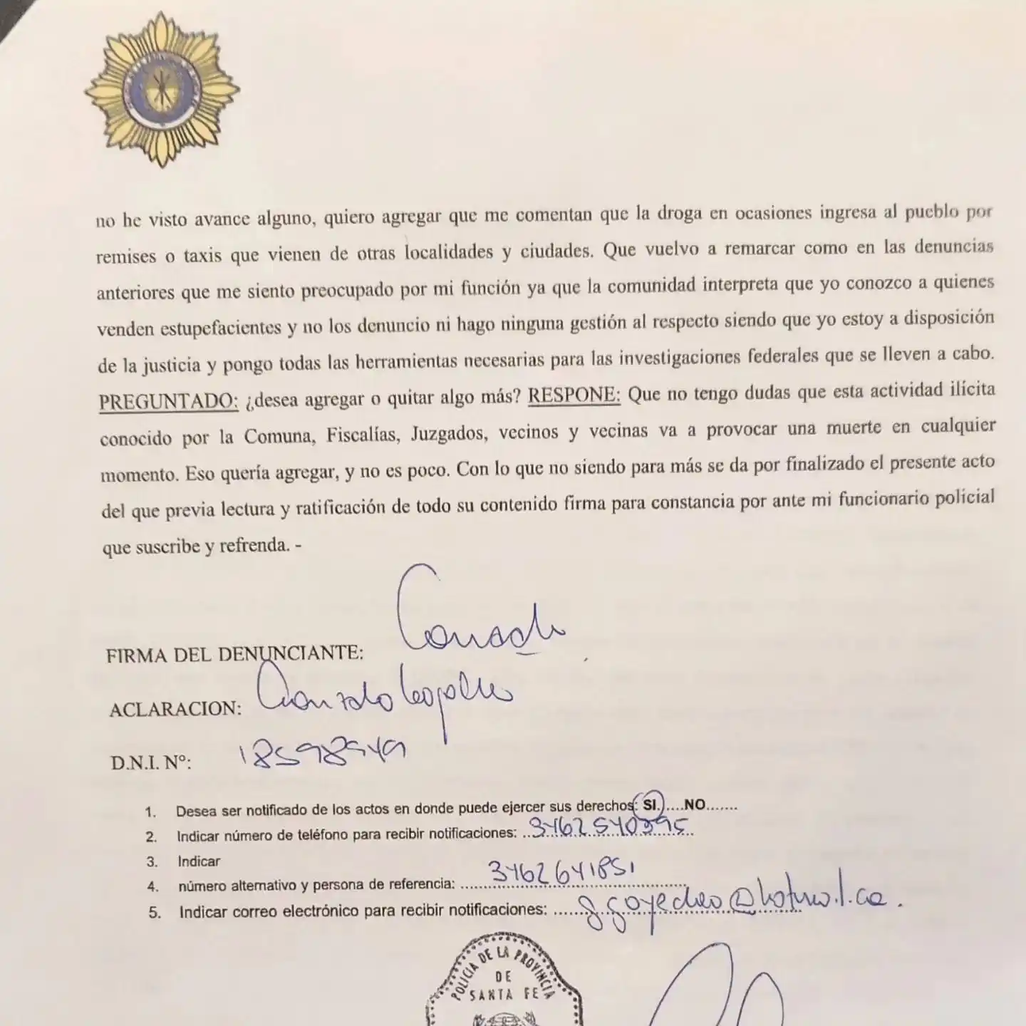 María Teresa denuncia