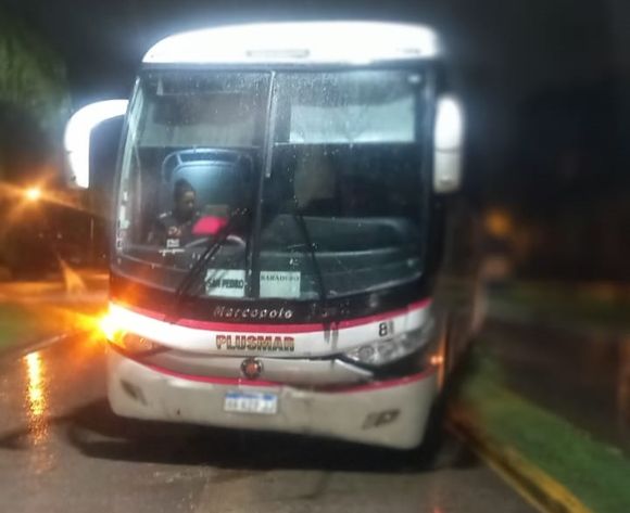 Perdió el control de un micro de Plusmar y se subió al cantero por calle Mitre