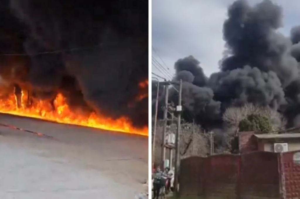 El humo negro cubrió el cielo y oscureció la ciudad tras la explosión.