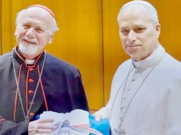 El Arzobispo de Santiago del Estero y primado de la Argentina, Vicente Bokalic Iglic, en la audiencia privada con el papa León XIV.