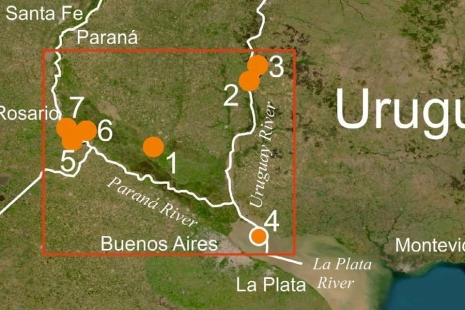 Distribuciones de salmónidos anádromos en Argentina. Registros de Chinook y truchas arcoíris, pero poblaciones no establecidas.