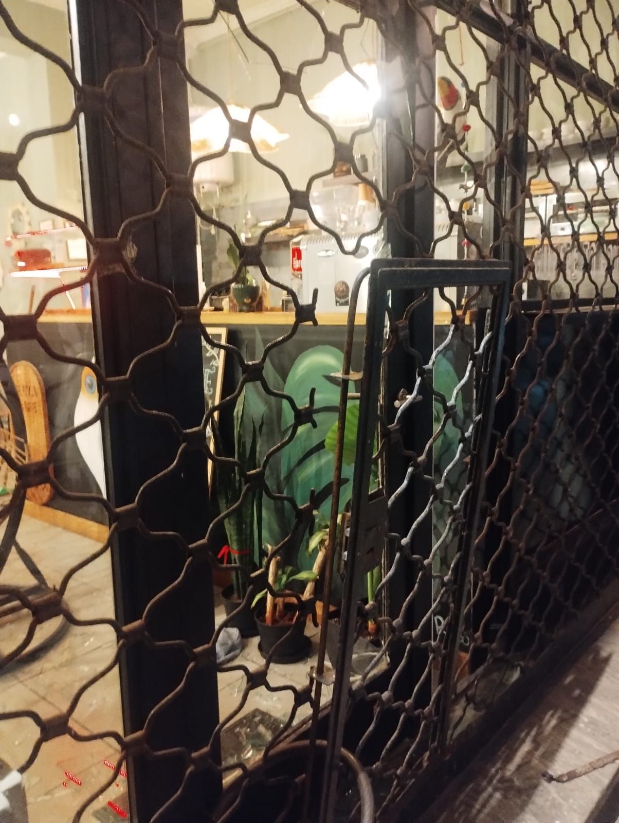 El detenido de 35 años forzó tanto la reja como la puerta del local.