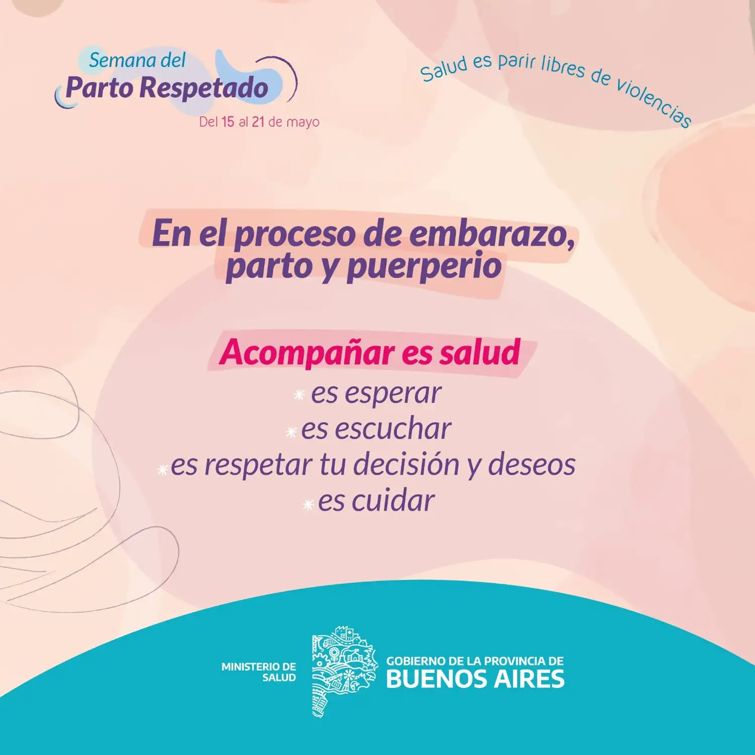 "Acompañar es salud", reza la campaña de la Provincia acerca  de la Semana del Parto Respetado