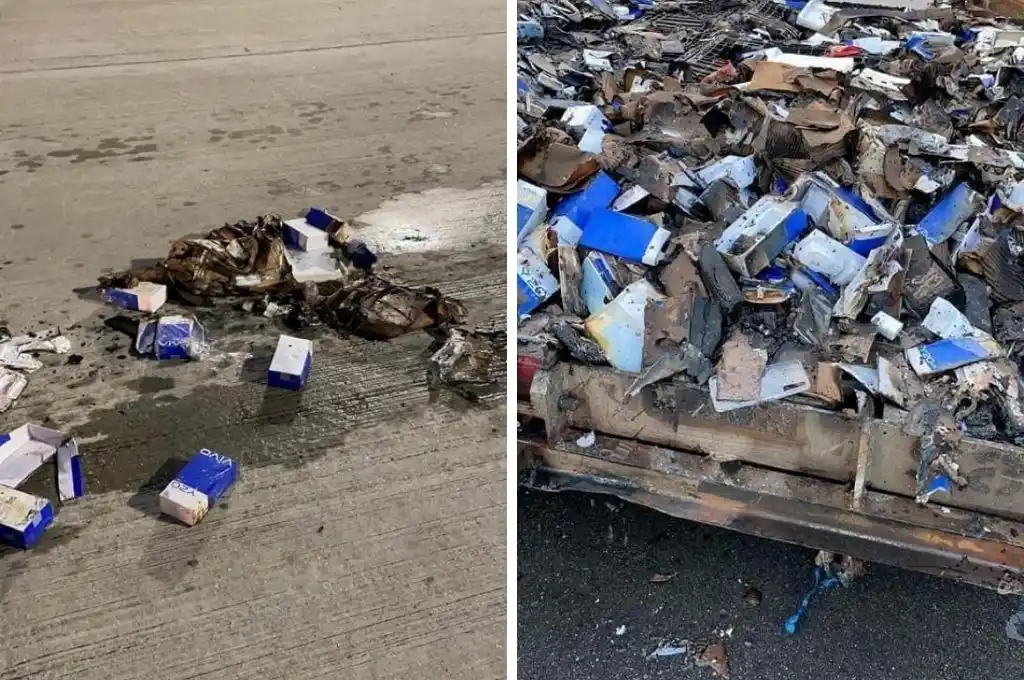 Se quemó un cargamento de celulares