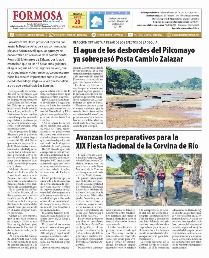 Tapa y Contratapa 20 de enero de 2022