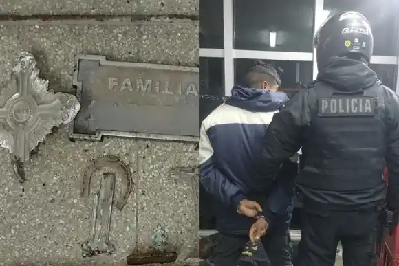 Trató de robar piezas de bronce y fue detenido en el interior del cementerio La Piedad