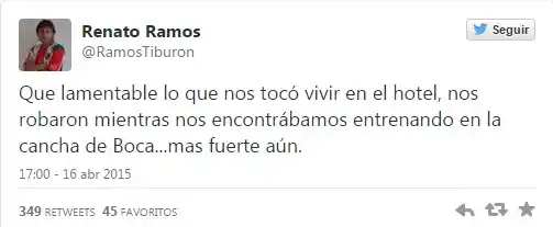 Mientras entrenaban, les robaron a los jugadores de Palestino