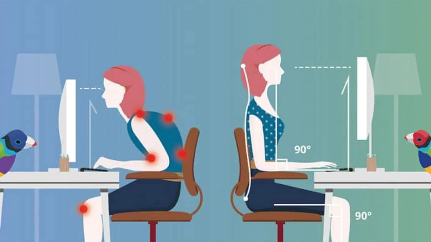Trabajo desde casa ¿Sabe cuál es la posición correcta para sentarse?