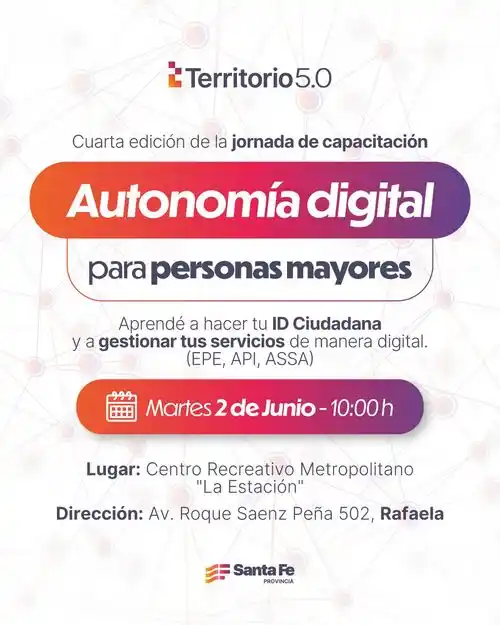 Rafaela será sede de una jornada gratuita sobre autonomía digital para personas mayores