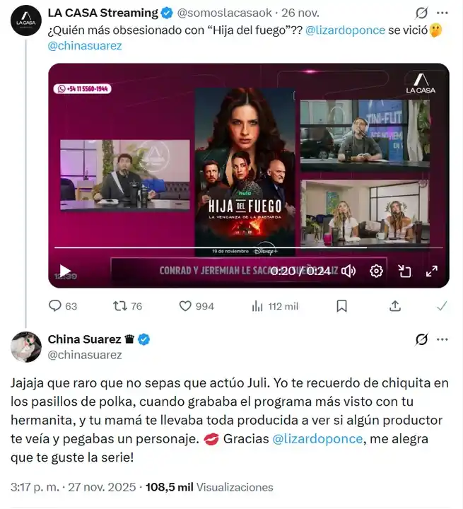 tremendo cruce entre la China Suarez y Juli Poggio